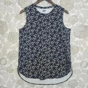 Lands End Sleeveless Geometric Print Top M Black & White Cotton/Modal Blend